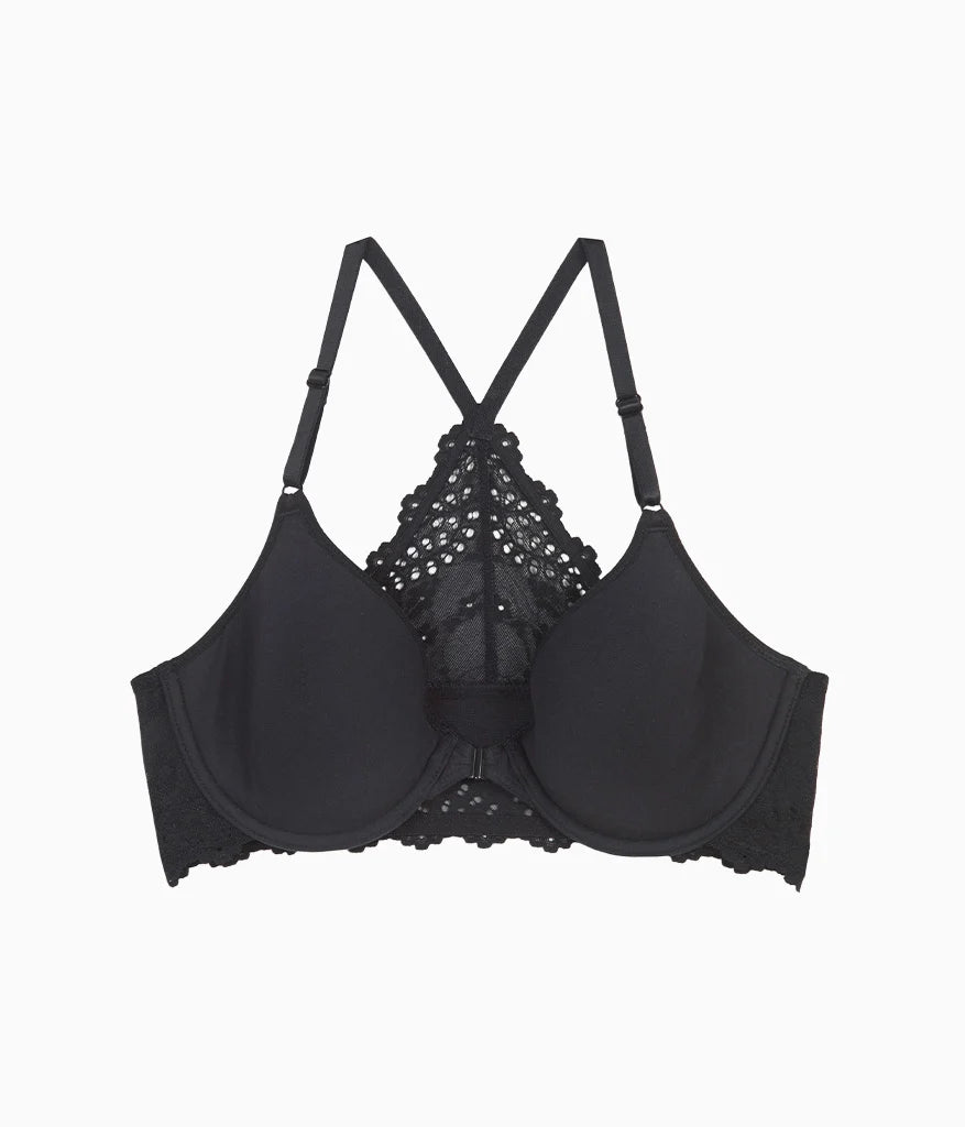 Inspired Eyelet Front Close T-Shirt Bra: Night