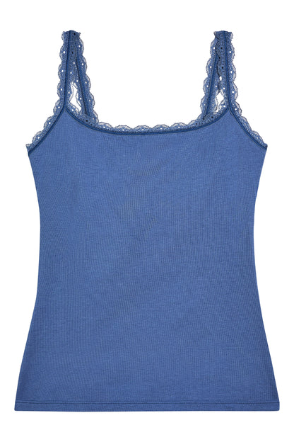 Inspired Eyelet Shelf Bra Cami: Vintage Indigo