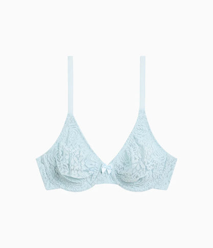 Halo Lace Underwire Bra: Soft Sky