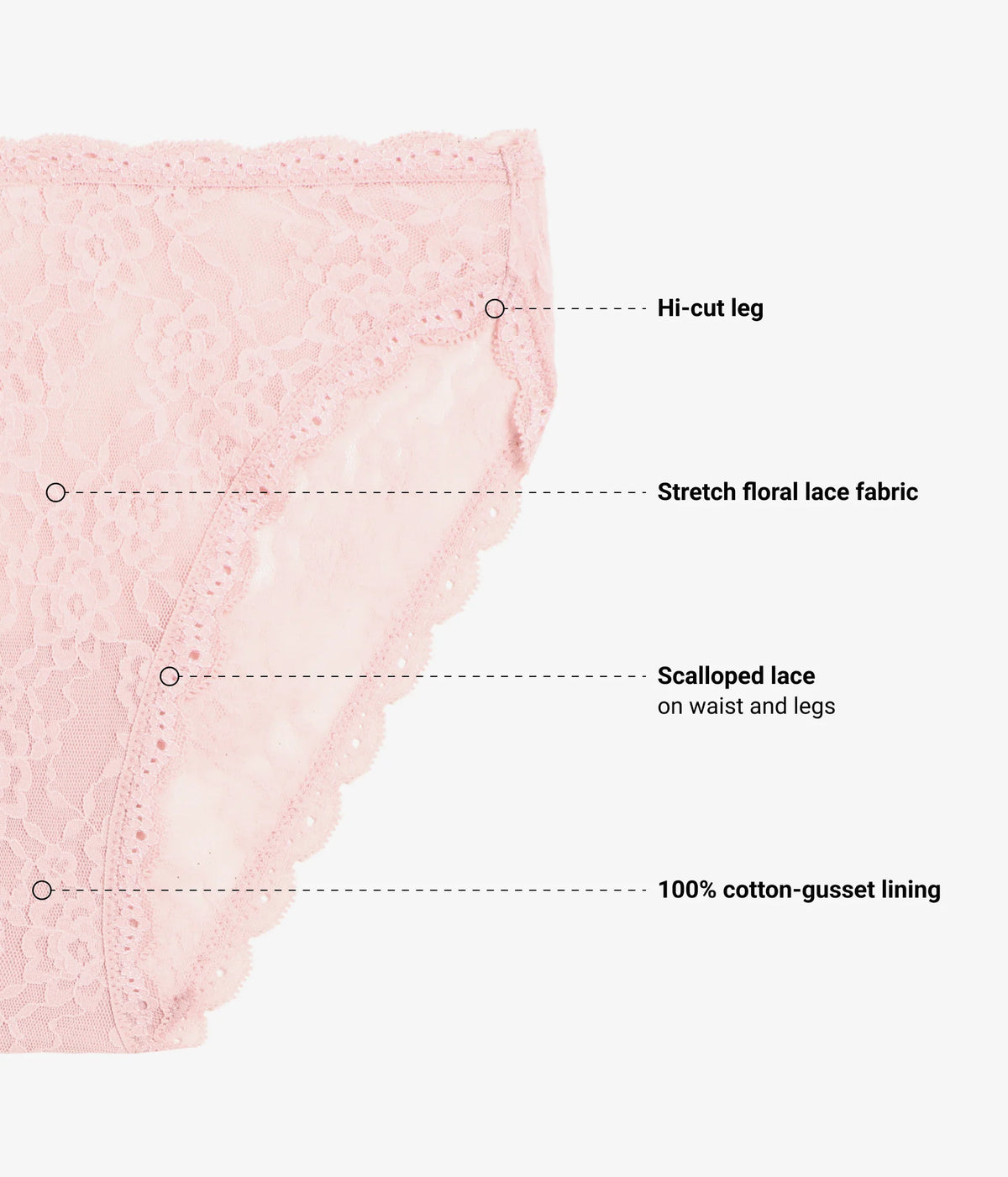 Effortlessly Lace Hi-Leg: Blush Pink