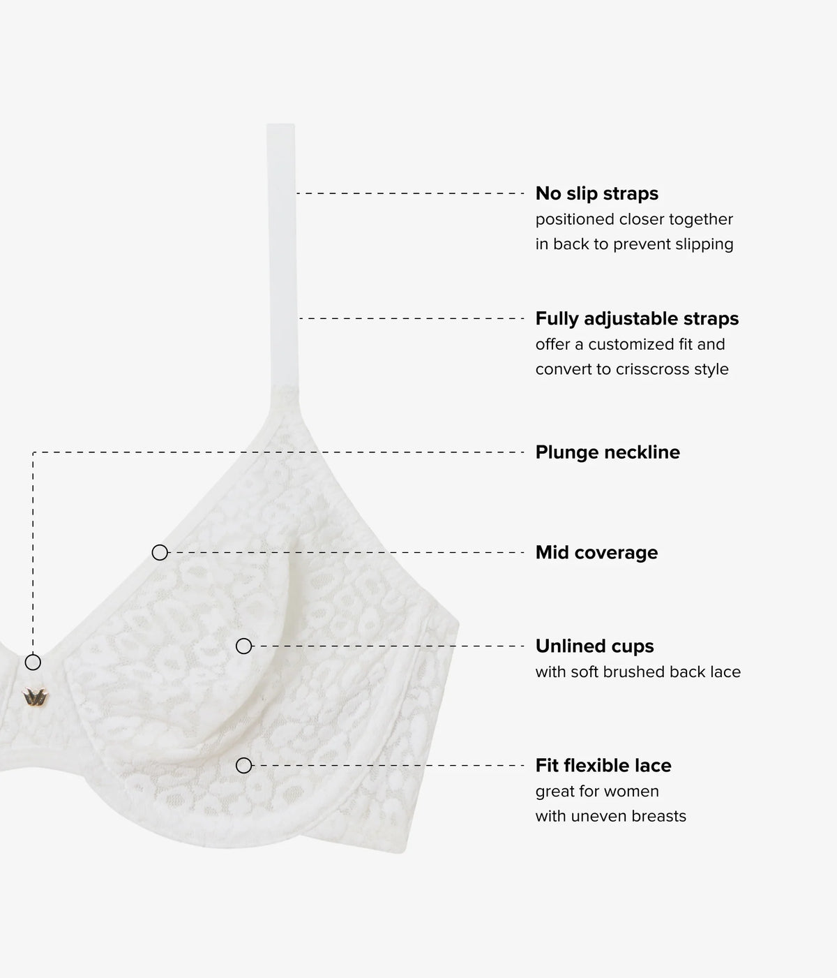 High Bar™ Plunge Underwire Bra: White