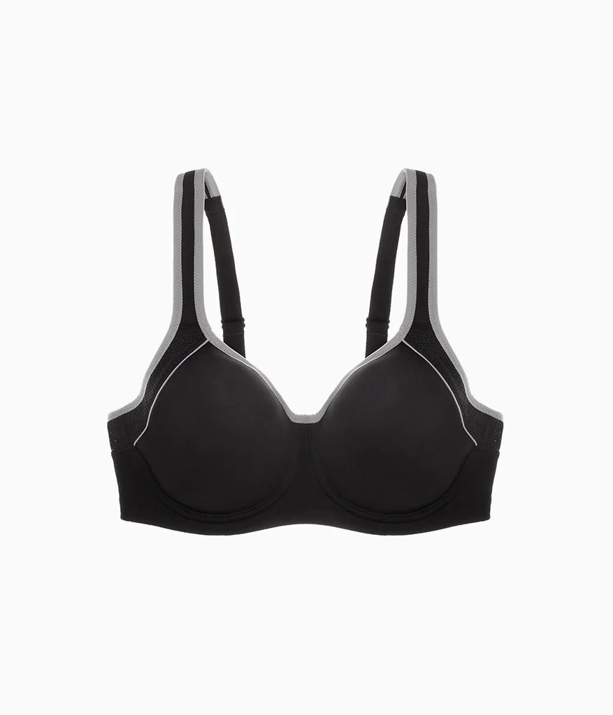 Lindsey Sport Contour Underwire Bra: Black/Lilac Gray