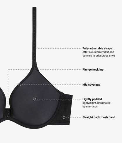 Full Transparency Plunge T-Shirt Bra: Night