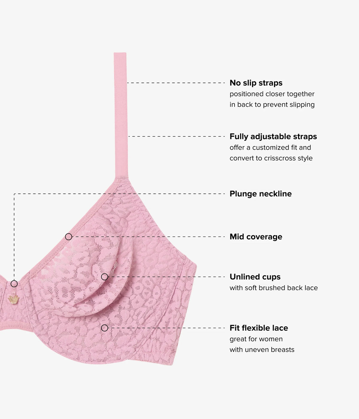 High Bar™ Plunge Underwire Bra: Lilas