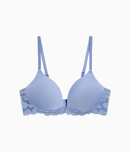 Feeling Famous Wire Free Push Up Bra: Country Blue/Bright White