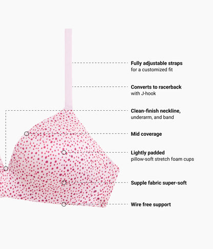 Future Foundation Wire Free T-Shirt Bra: Dusk Pink Dots